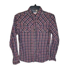 Christian Audigier Mens SM Long Sleeve Purple/Pink‎ Plaid Pearl Snap Shirt NWT
